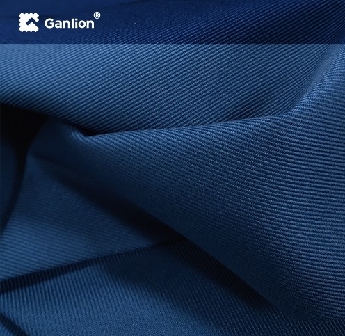 Indigo Cotton Polyester Anti UV Rental Workwear Material Twill 3/1