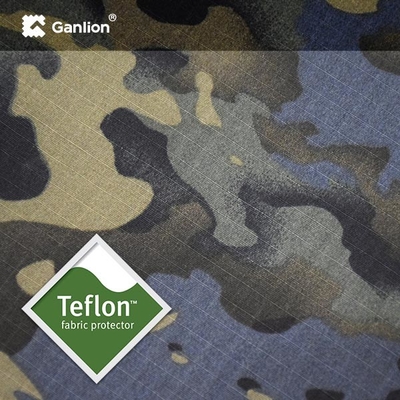 Ribstop Teflon Black Camouflage Nylon Cotton Fabric For Anti Terrorist Uniforms